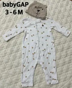 babyGAP クマ柄ロンパース 3-6M 帽子セット