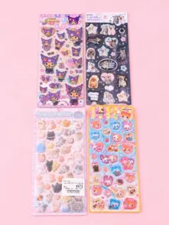 산리오 クリアキャンディシール ふわふわドロップシール 4장 세트