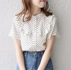 SHIPS any ヨーク フリル スタンドカラー フレンチスリーブ ブラウス