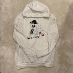 BROWNY ホワイト イラスト入りパーカー サイズF