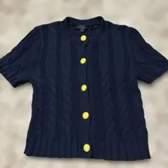 ZARA ネイビー ケーブルニット カーディガン 半袖