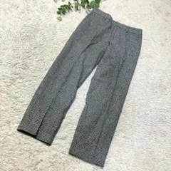 グリーンレーベルリラクシング　ウールパンツ　チェック柄　グレー　Ｓ