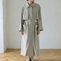 美品✨『KBF』コットンリネン ベルトつき ボリューム ロングコート ゆったり
