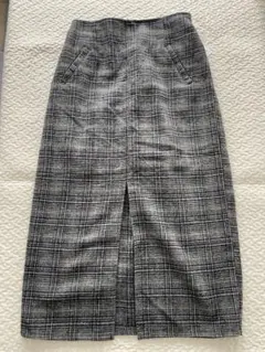 【タグ付き新品】グレー系チェック スリット入りタイトスカート Mサイズ しまむら
