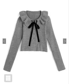 GRL フリルカラーリボンリブニットカーディガン[an1804]