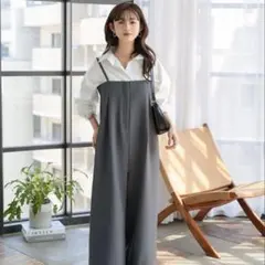 キャミソールサロペット ワイドパンツ グレーのサムネイル