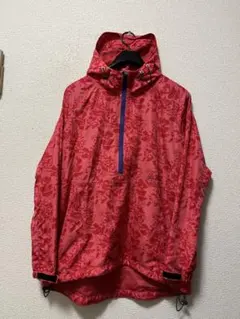 チャンピオン　ナイロンアノラックパーカー　/L　赤×ピンク　ハイビスカス　花柄