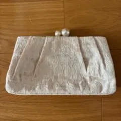 総レース クラッチ バッグ チェーン付 2way パール金具