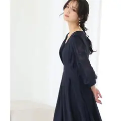 【Pour Vous/プールヴー】レース切り替えパーティードレス結婚式ワンピース