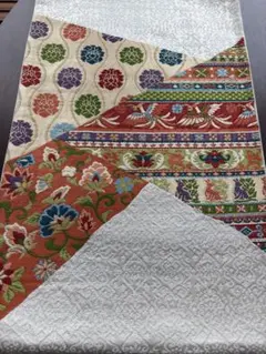 アンティーク袋帯☆G1洋風古典柄のゴールドベースにパッチワークの様な可愛い古典柄