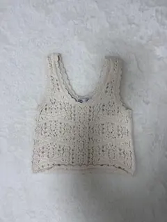 ZARA クロップド丈 かぎ針編みニットベスト