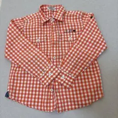 未使用★DOUBLE.B 長袖シャツ 120 オレンジ・白チェック