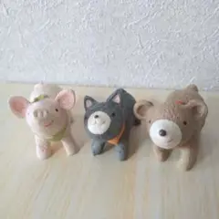 ノーティーアニマル　ねこ　くま　ぶた 置物　陶器　かわいい　ミニサイズ