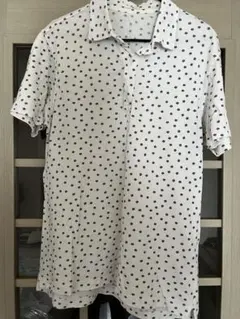 【UNIQLO】ホワイト ネイビー ドット ポロシャツ