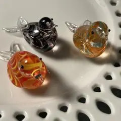 ガラスの小鳥　ガラス工芸　インテリア　オブジェ　鳥の置物　3こセット　新生活