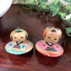 伝統的な木製こけし人形 2体セット