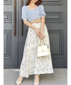 RESEXXY リゼクシー　モノクロマティックフレアワンピース　半袖ワンピース