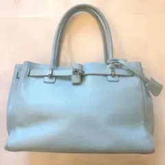 傳濱野✨ ミーティア ハンドバッグ トートバッグ 本革 セピアブルー
