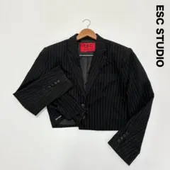 ESC STUDIO☆ショート丈クロップドジャケット F ネイビー ストライプ