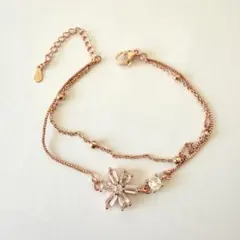 シルバー925 ピンクゴールド 花モチーフ ブレスレット