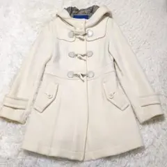 バーバリーブルーレーベル ダッフルコート ノバチェック ウール アイボリー 38