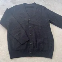 【美品】UNIQLO プレミアムラムVネックカーディガンダークグレー　Mサイズ
