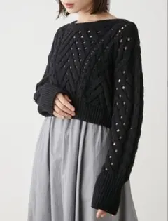 SNIDEL 透かし編みクロップドニットプルオーバー