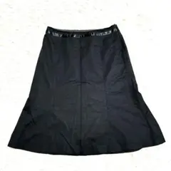 美品 ナチュラルビューティーベーシック フレアスカート 黒 ウール M オフィス