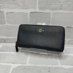 (美品)大人気、コーチ、長財布、ラウンドジップ、オールレザー、シボ革、人気色、金