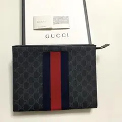 GUCCI GGスプリーム ウェビングライン クラッチバッグ