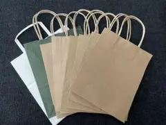 クラフト紙製持ち手付き　無地の紙袋9枚セット