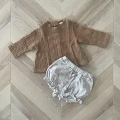 petit main プティマイン 長袖チュニックブルマセットアップ 80cm