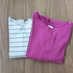 長袖Tシャツ2点セット（ピンク・ストライプ）