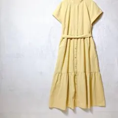 ジーユー ティアード フレア シャツワンピース 半袖『M』 ベルト付