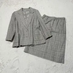 セットアップ スーツ ジャケット スカート 千鳥柄 グレー フォーマル オフィス