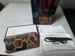 安心鑑定ok GUCCI 長財布 GGマーモント パイソン マルチカラー 蛇革 