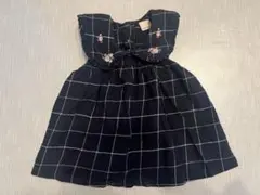 ネイビー チェック柄 ワンピース 80