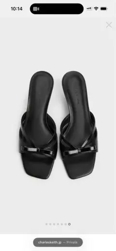 Charles & Keithリボン付きブラックスリッパサンダル　23.5
