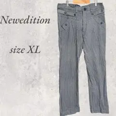 Neweditionストレートパンツ/XL/白黒ギンガムチェック/ゴルフ2451