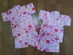 甚平 80cm 2着セット、ピンク、双子