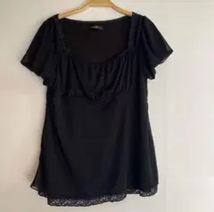 Soisy Gal シフォン半袖トップス ブラック レース
