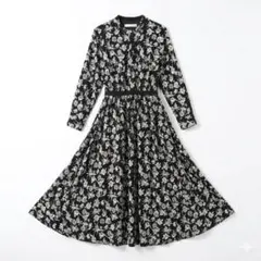 【極美品】ブージュルード ボタニカルフラワー ロングワンピース 総柄 38 黒