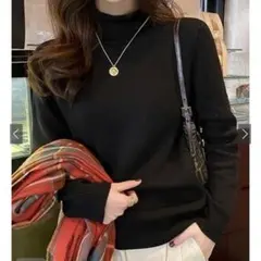 GRL cu233 カシミヤタッチハイネックニットトップス 黒 ブラック