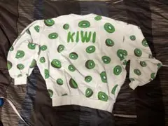 最終値下げ KIWI キウイ柄 スウェット トレーナー 白 緑 フルーツ 個性的