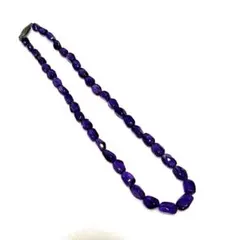 アメジスト 紫水晶 手彫り クロームメッキ金具 ネックレス
