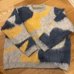 ファー調長袖セーター グレー/イエロー/ネイビー
