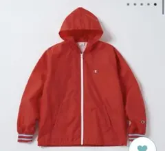 Champion 赤 ナイロンジャケット フード付き「S」