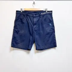 現行モデル パーリーゲイツ ハーフパンツ 短パン 紺 白 M〜L相当 美品