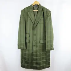 美品 VINTAGE チェック エステル ロング テーラード ジャケット 40のサムネイル