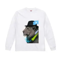 プレミアム ロングスリーブ Tシャツ XL ホワイトライオン ポップ